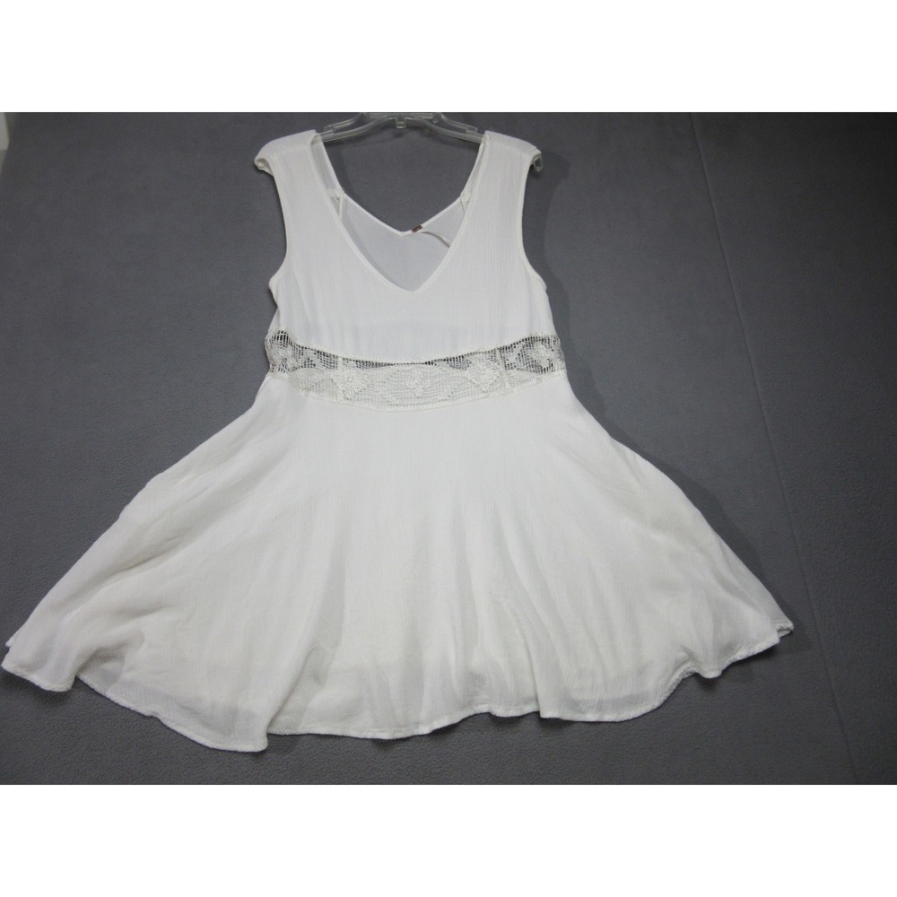 Free People Mini Dress Womens Small White Crochet Lace Gauze Sleeveless